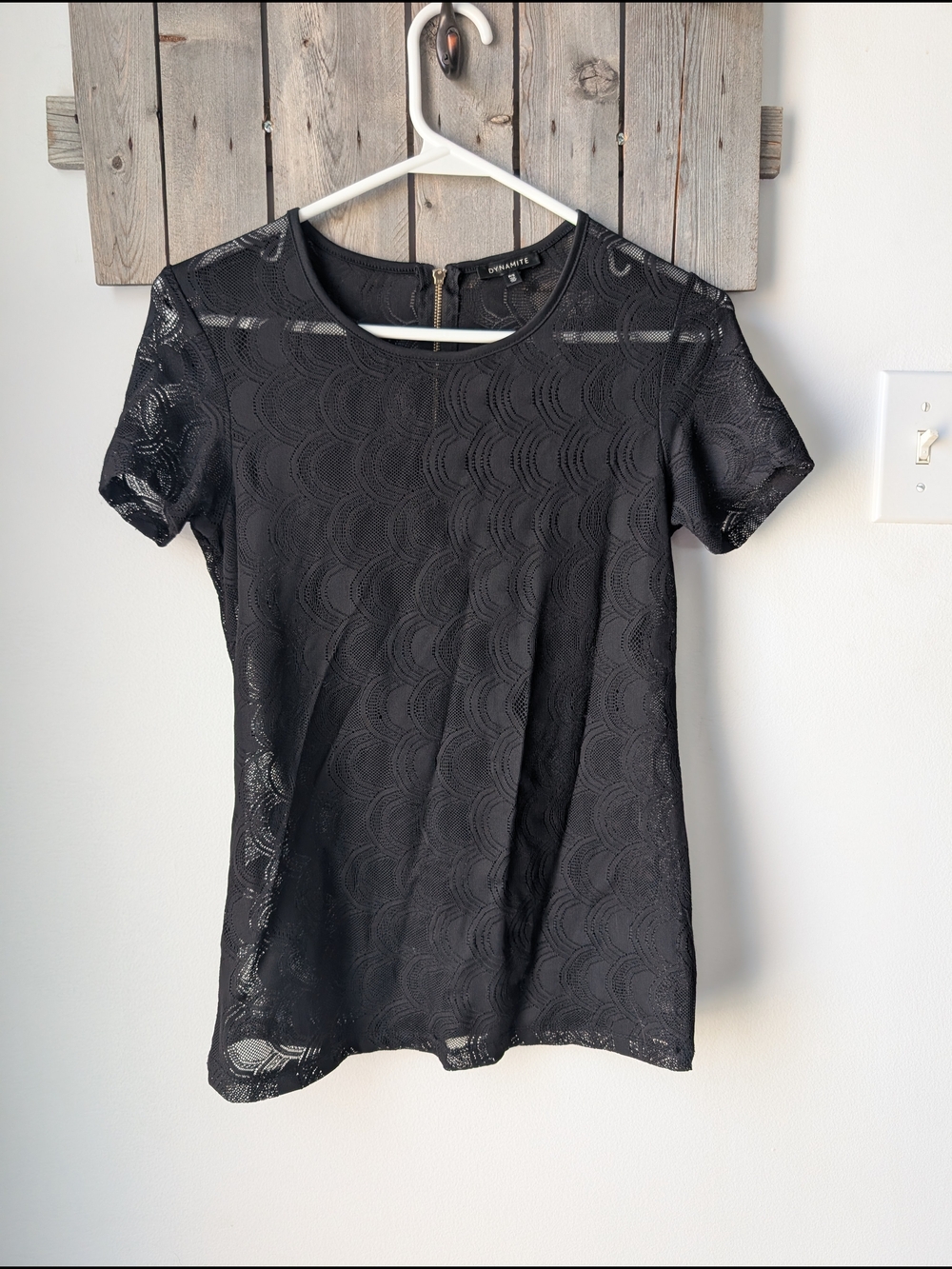 Dynamite Black Lace Short Sleeve Tee